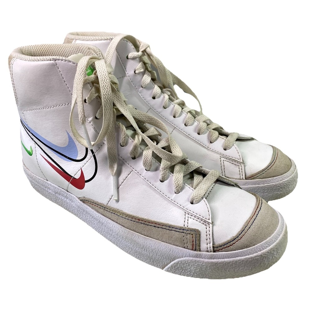 Nike‎ Blazer Mid '77GS Black Sail White Red Green DM9475-100 Sz. Women's 8.5,Y=7